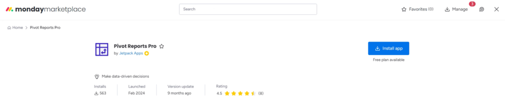 Pivot Reports Pro on monday.com